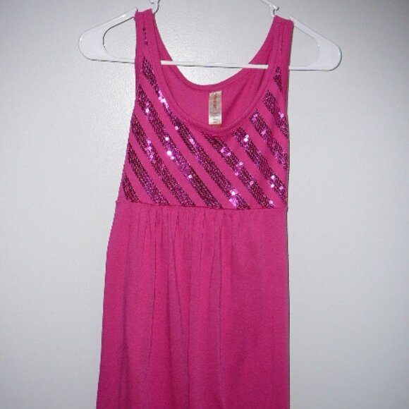 No Boundaries Fuchsia Sequined Sleeveless Scoop Neck Junior Dress Size-Lg 11-13 - Picture 1 of 3